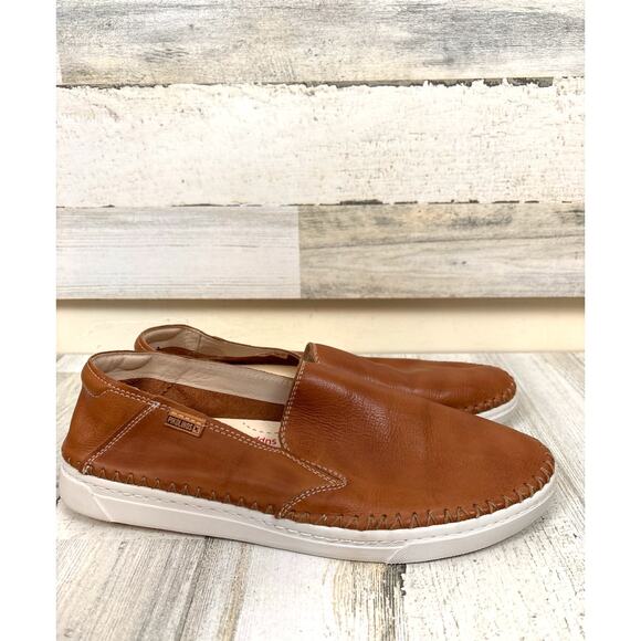 Pikolinos Mens 44 Albir Brandy Tan Leather Loafers Casual Dress Shoes Luxe main image 4